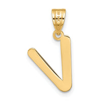 14k Polished Bubble Letter V Initial Pendant-YC1441V