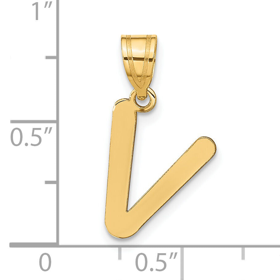 14k Polished Bubble Letter V Initial Pendant-YC1441V