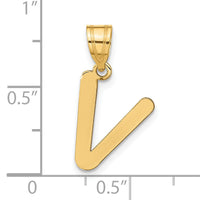 14k Polished Bubble Letter V Initial Pendant-YC1441V