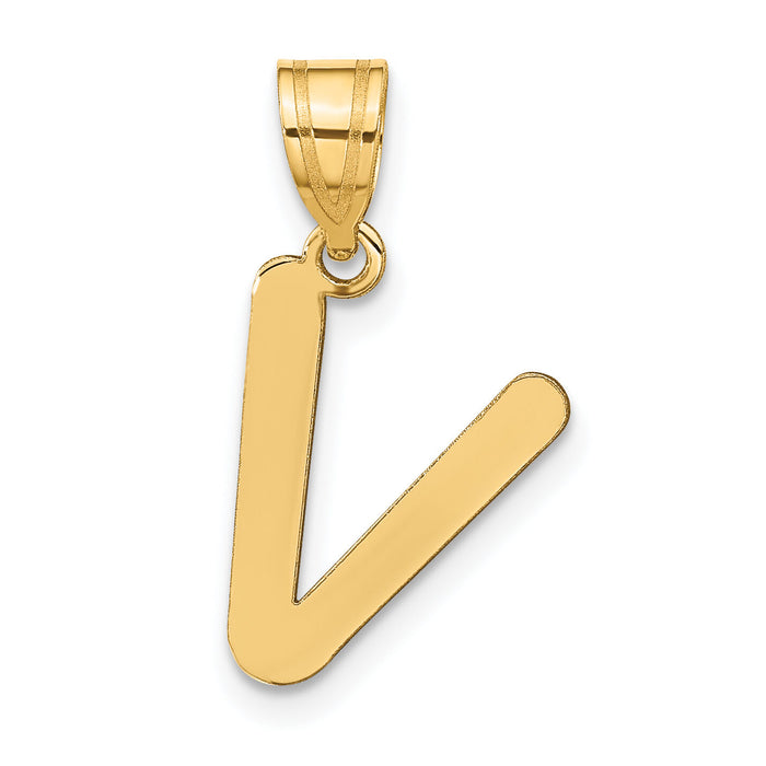 14k Polished Bubble Letter V Initial Pendant-YC1441V