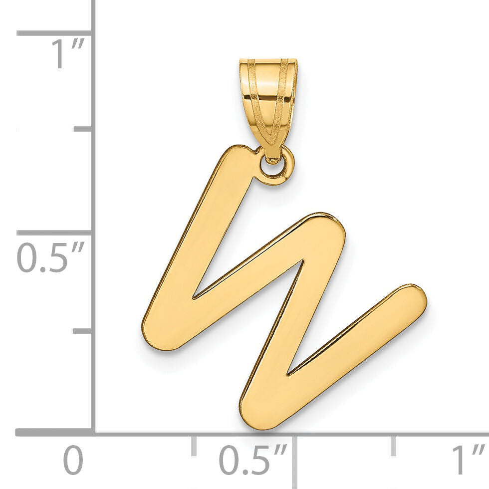 14k Polished Bubble Letter W Initial Pendant-YC1441W