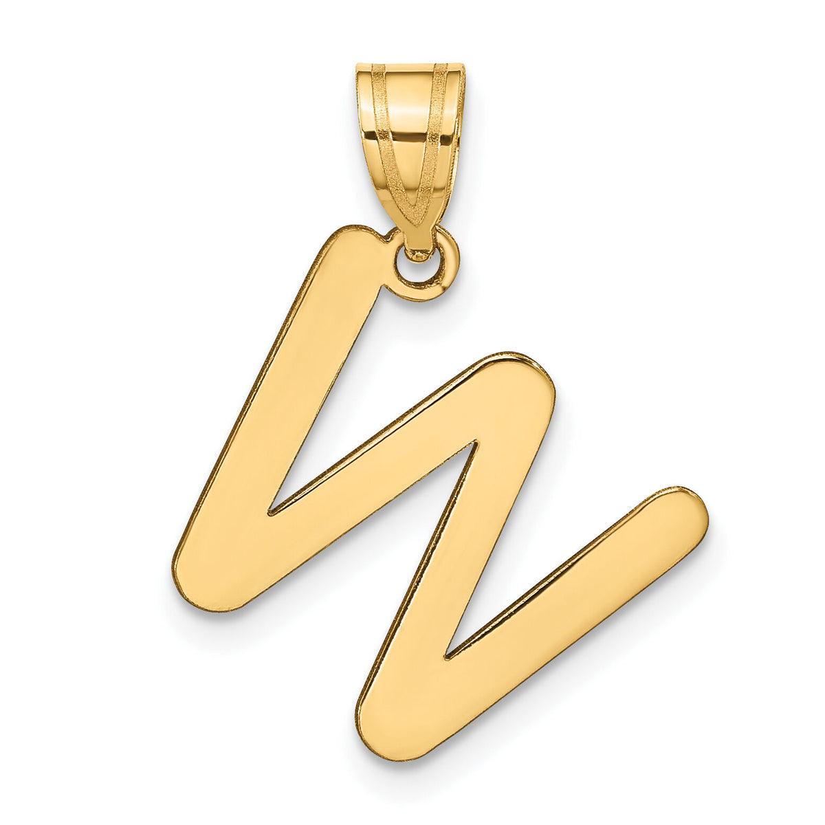 14k Polished Bubble Letter W Initial Pendant-YC1441W