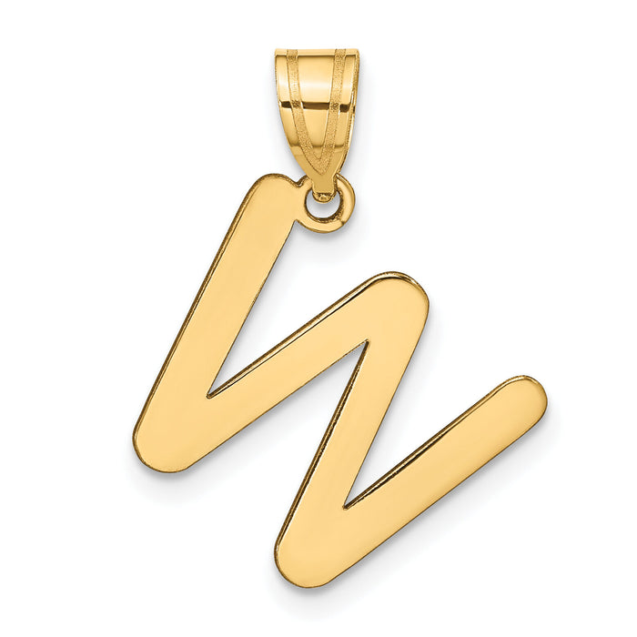 14k Polished Bubble Letter W Initial Pendant-YC1441W