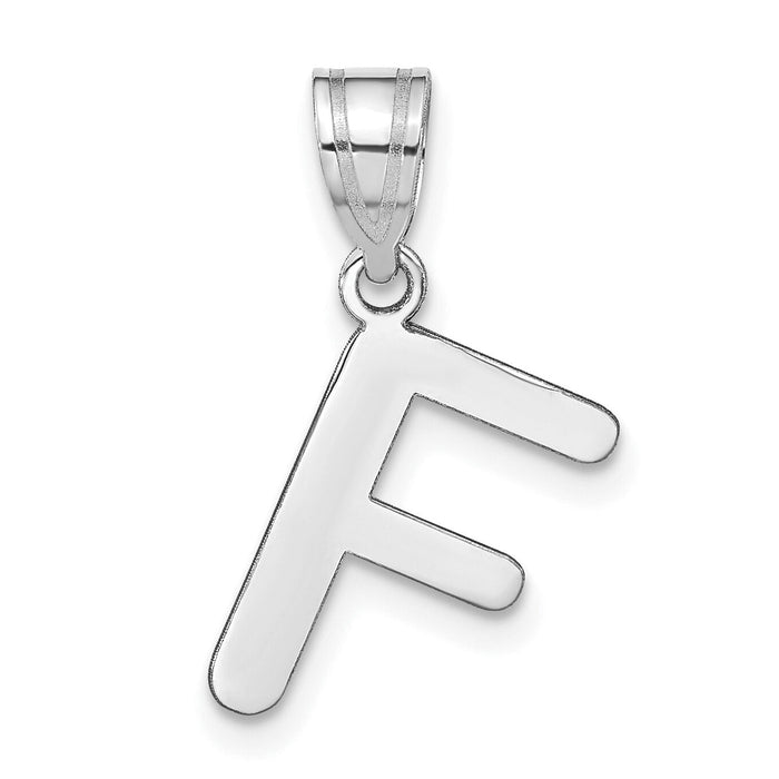 14kw Polished Bubble Letter F Initial Pendant-YC1441WF