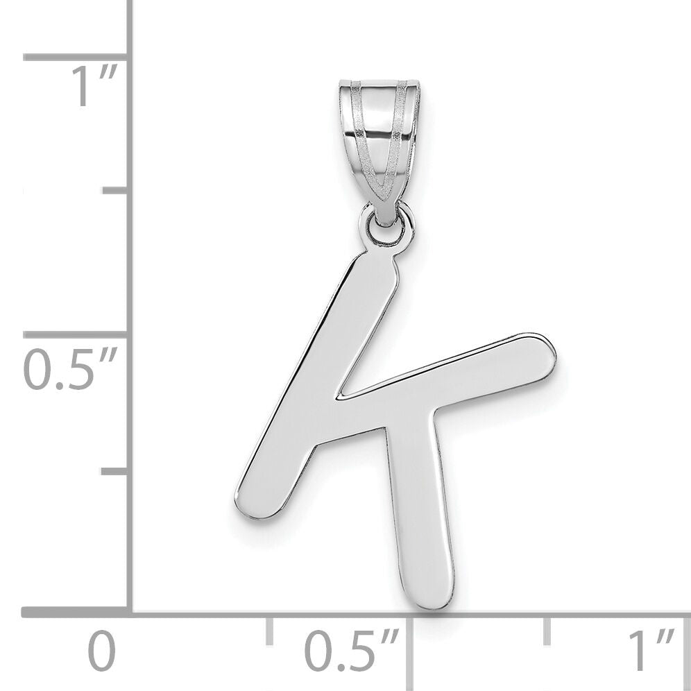 14kw Polished Bubble Letter K Initial Pendant-YC1441WK