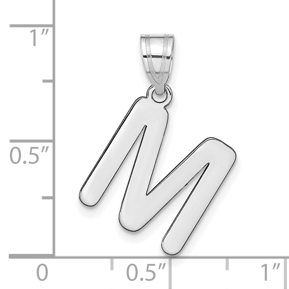 14kw Polished Bubble Letter M Initial Pendant-YC1441WM