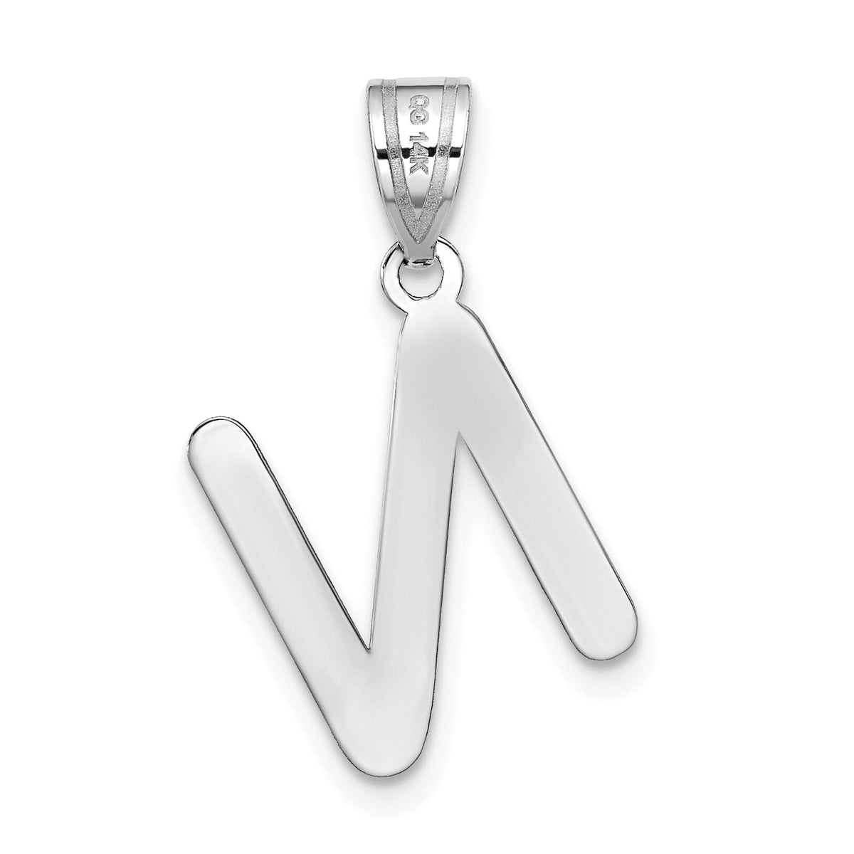 14kw Polished Bubble Letter N Initial Pendant-YC1441WN