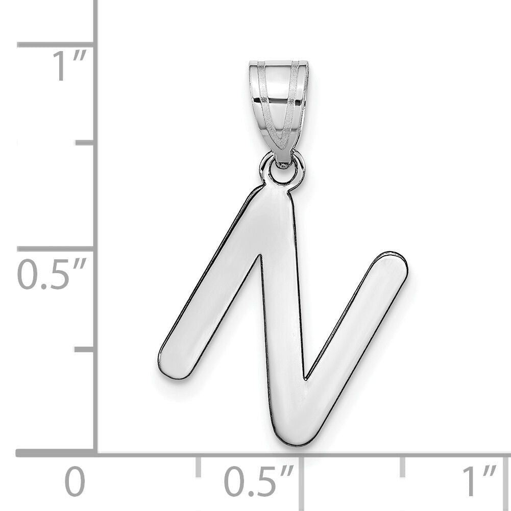 14kw Polished Bubble Letter N Initial Pendant-YC1441WN