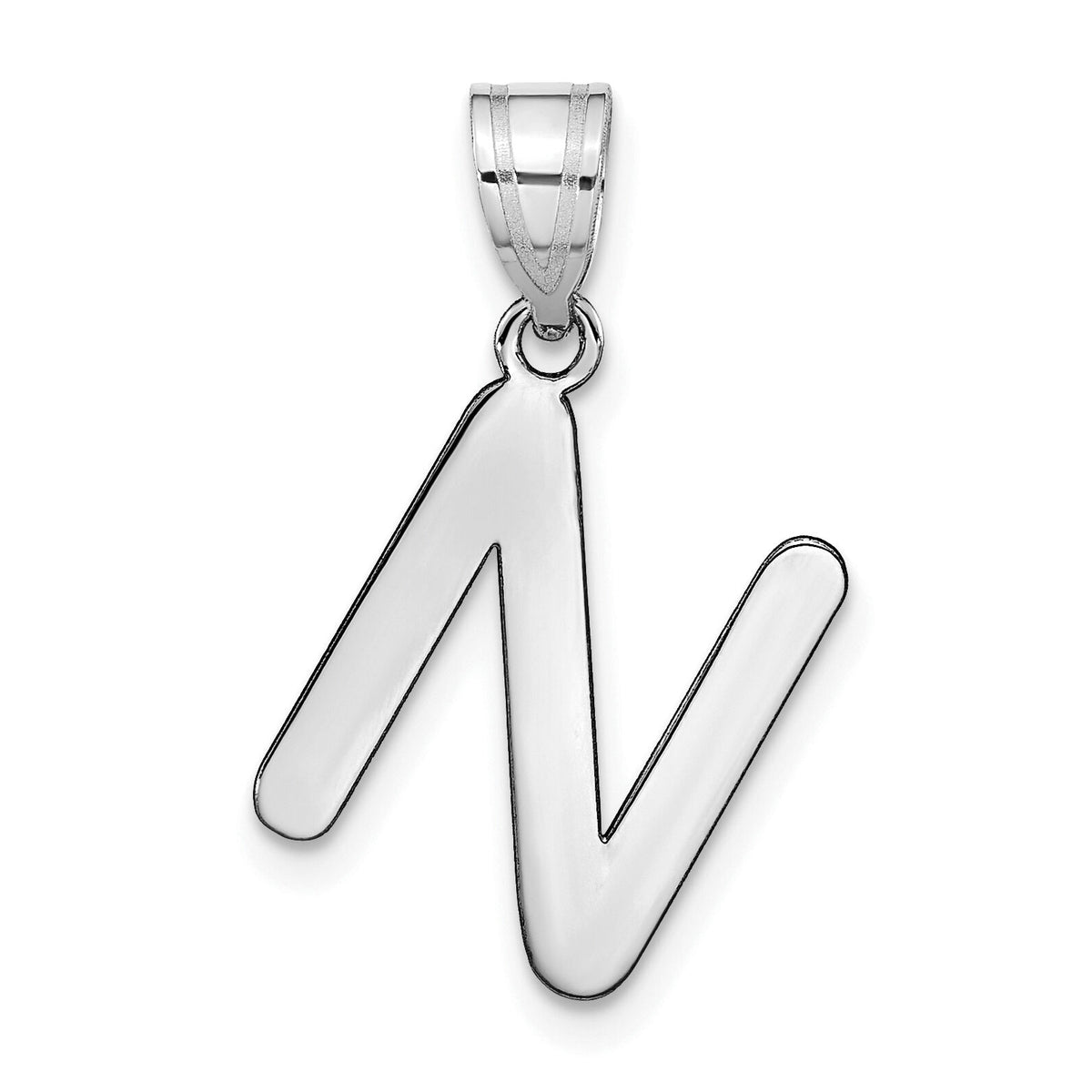 14kw Polished Bubble Letter N Initial Pendant-YC1441WN