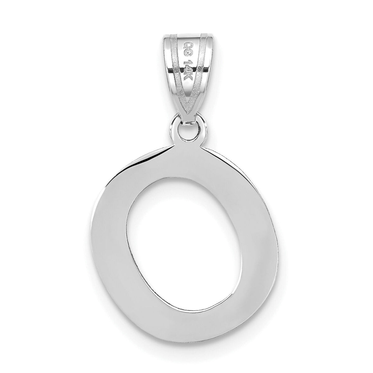 14kw Polished Bubble Letter O Initial Pendant-YC1441WO