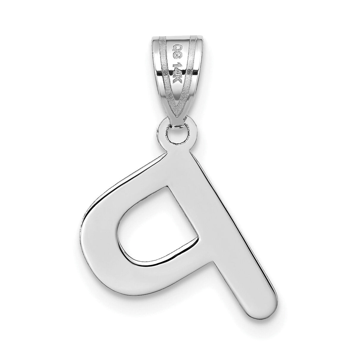 14kw Polished Bubble Letter P Initial Pendant-YC1441WP
