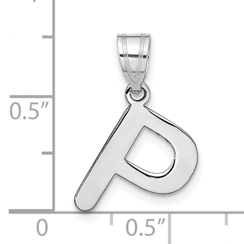 14kw Polished Bubble Letter P Initial Pendant-YC1441WP