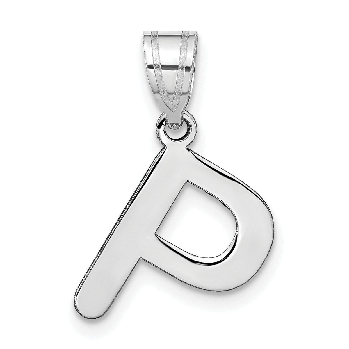 14kw Polished Bubble Letter P Initial Pendant-YC1441WP