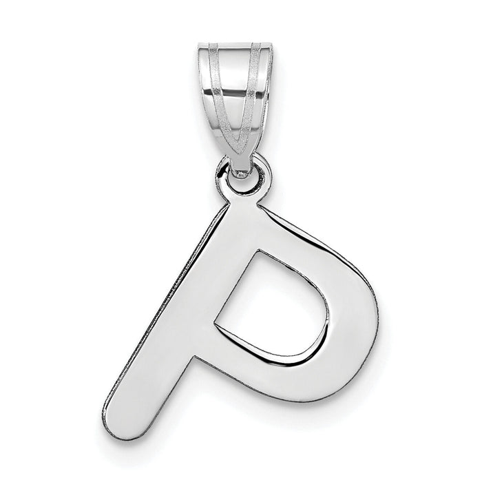 14kw Polished Bubble Letter P Initial Pendant-YC1441WP