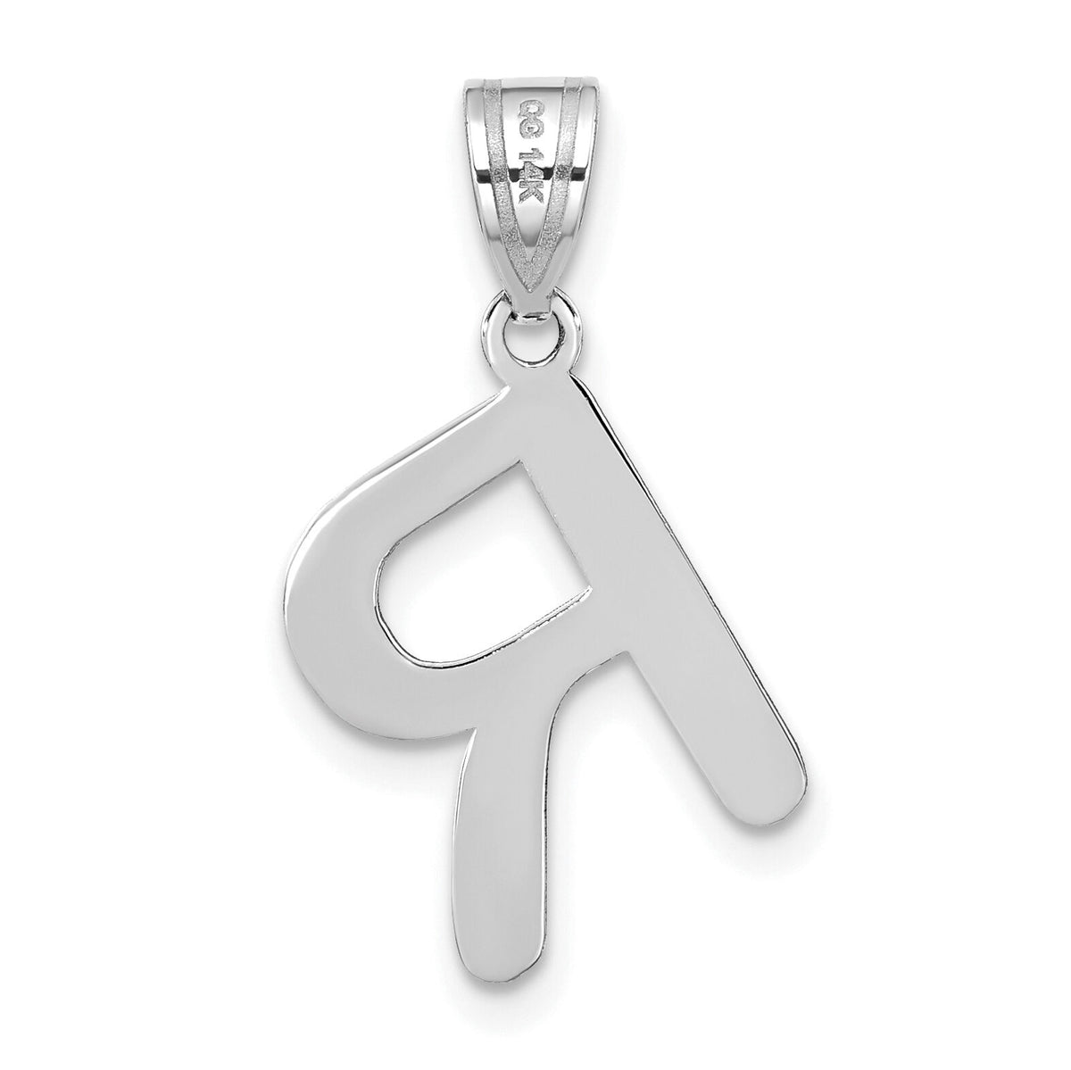14kw Polished Bubble Letter R Initial Pendant-YC1441WR
