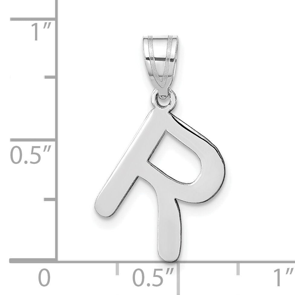 14kw Polished Bubble Letter R Initial Pendant-YC1441WR