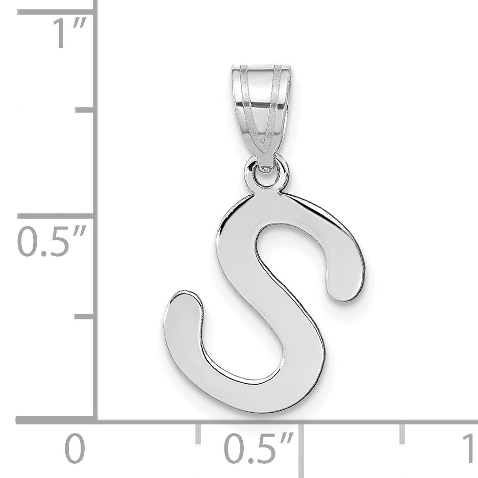 14kw Polished Bubble Letter S Initial Pendant-YC1441WS