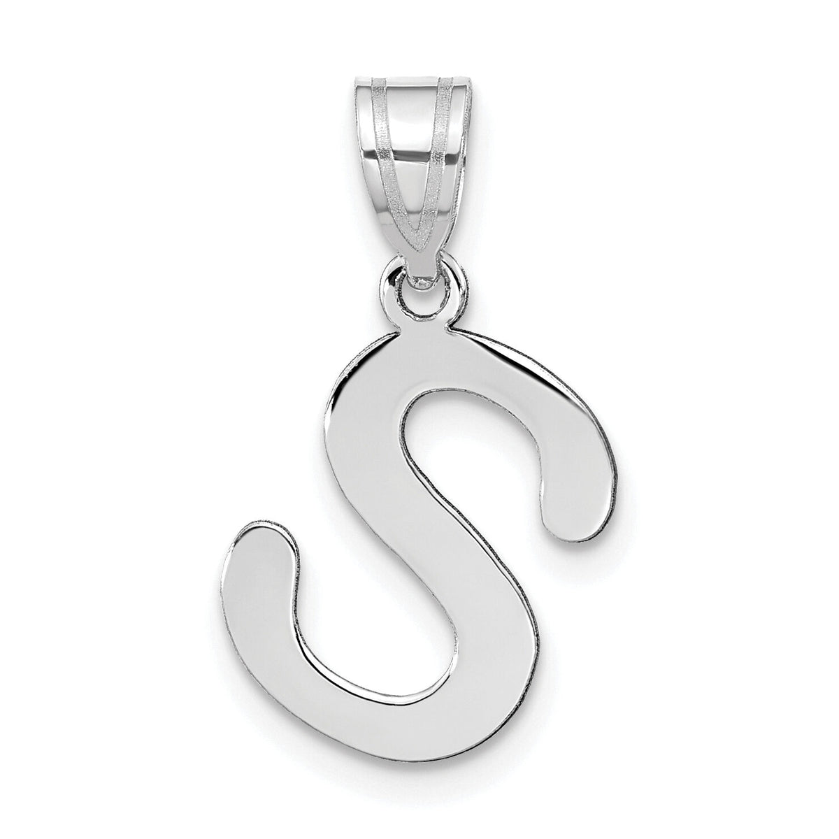 14kw Polished Bubble Letter S Initial Pendant-YC1441WS