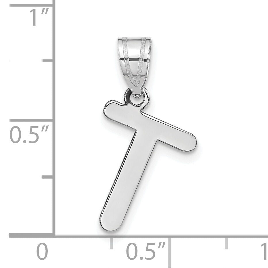 14kw Polished Bubble Letter T Initial Pendant-YC1441WT
