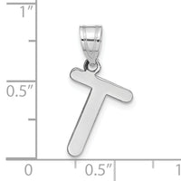 14kw Polished Bubble Letter T Initial Pendant-YC1441WT