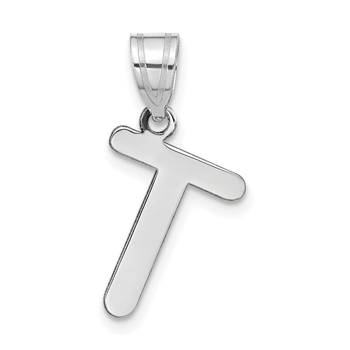 14kw Polished Bubble Letter T Initial Pendant-YC1441WT