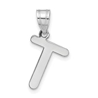 14kw Polished Bubble Letter T Initial Pendant-YC1441WT