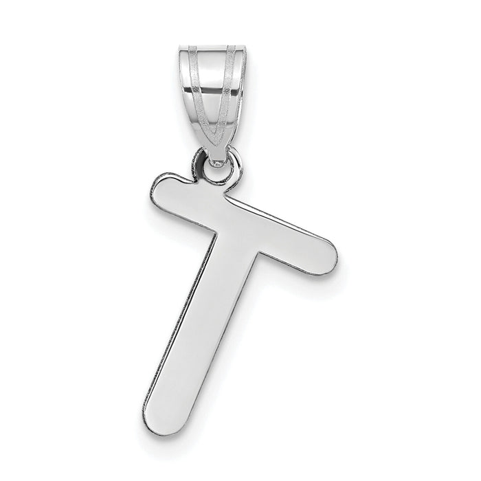 14kw Polished Bubble Letter T Initial Pendant-YC1441WT
