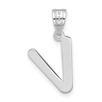 14kw Polished Bubble Letter V Initial Pendant-YC1441WV