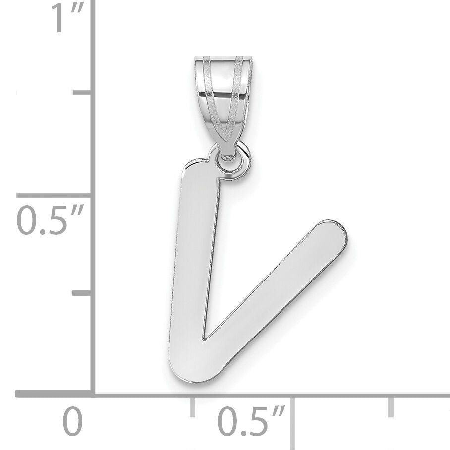 14kw Polished Bubble Letter V Initial Pendant-YC1441WV