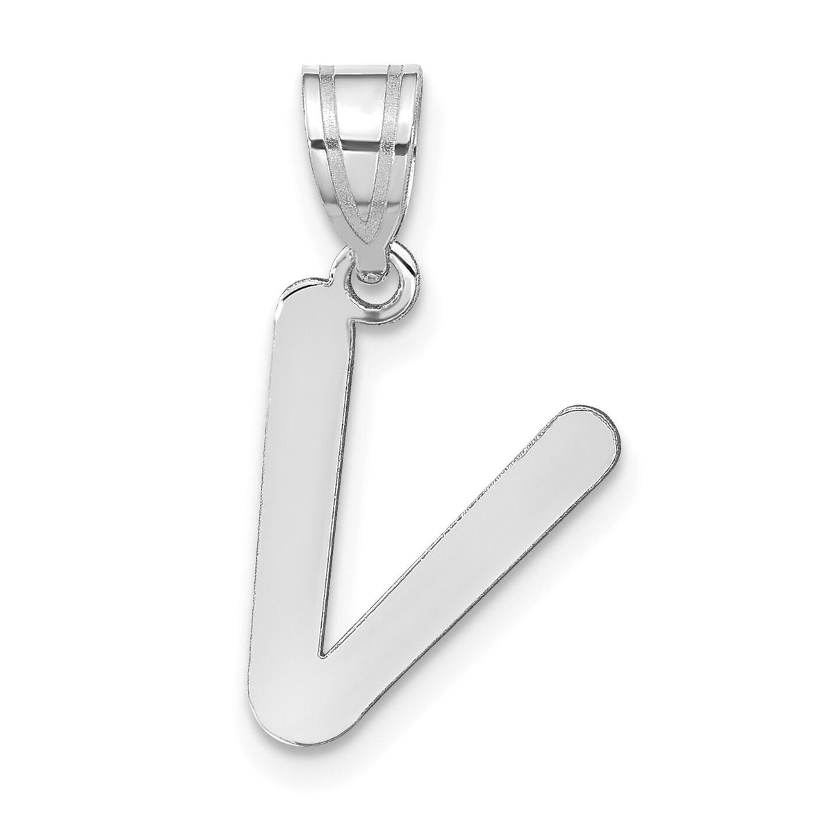 14kw Polished Bubble Letter V Initial Pendant-YC1441WV