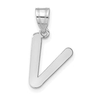 14kw Polished Bubble Letter V Initial Pendant-YC1441WV