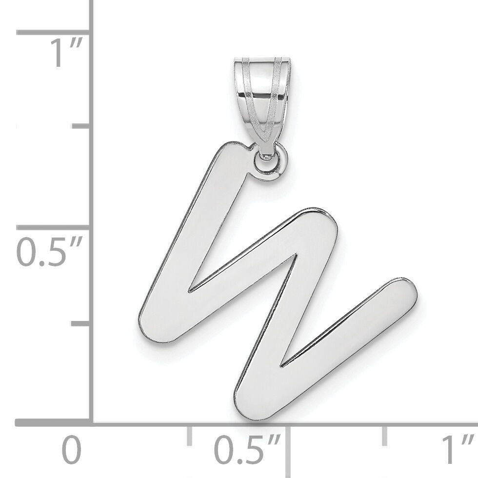 14kw Polished Bubble Letter W Initial Pendant-YC1441WW