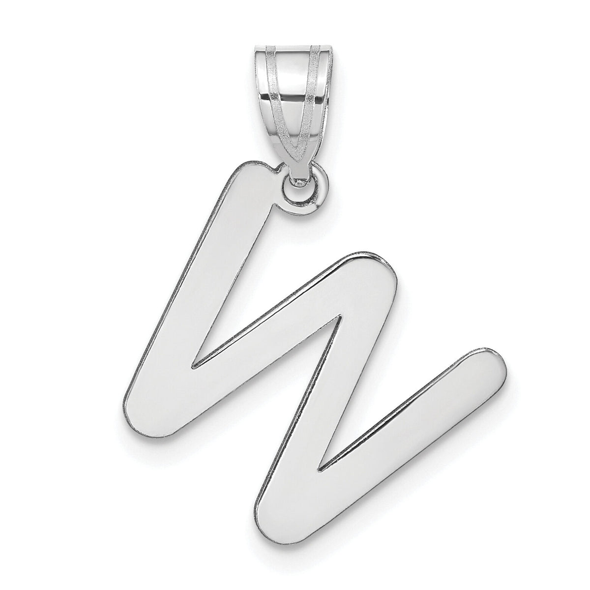14kw Polished Bubble Letter W Initial Pendant-YC1441WW