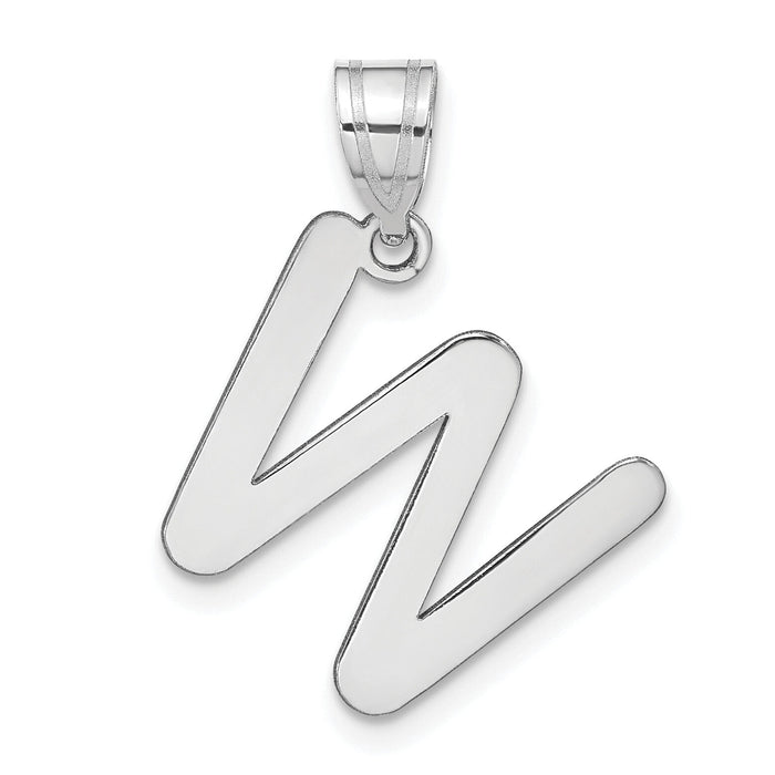14kw Polished Bubble Letter W Initial Pendant-YC1441WW