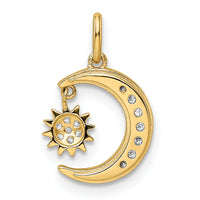 14k CZ Diamond-cut Moon and Star Pendant-YC1465