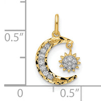 14k CZ Diamond-cut Moon and Star Pendant-YC1465