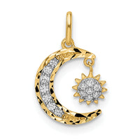 14k CZ Diamond-cut Moon and Star Pendant-YC1465