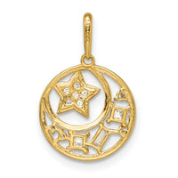 14k CZ Star & Moon Pendant-YC1469