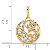 14k CZ Star & Moon Pendant-YC1469
