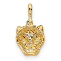 14K Polished Green & White CZ Lioness Head Pendant-YC1474