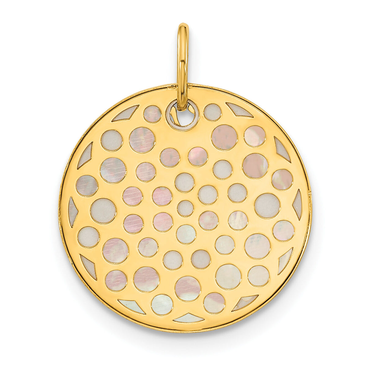 14K Polished Mother of Pearl Earth Pendant-YC1476