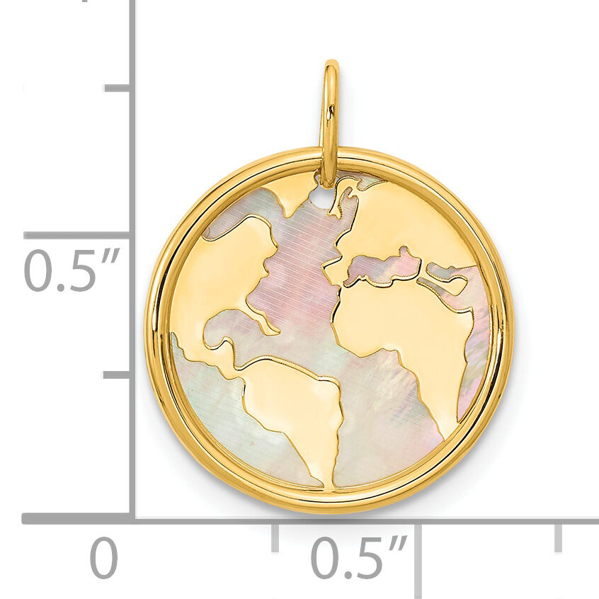14K Polished Mother of Pearl Earth Pendant-YC1476