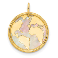 14K Polished Mother of Pearl Earth Pendant-YC1476
