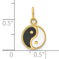 14K Polished Black/White Enamel Yin and Yang Pendant-YC1477
