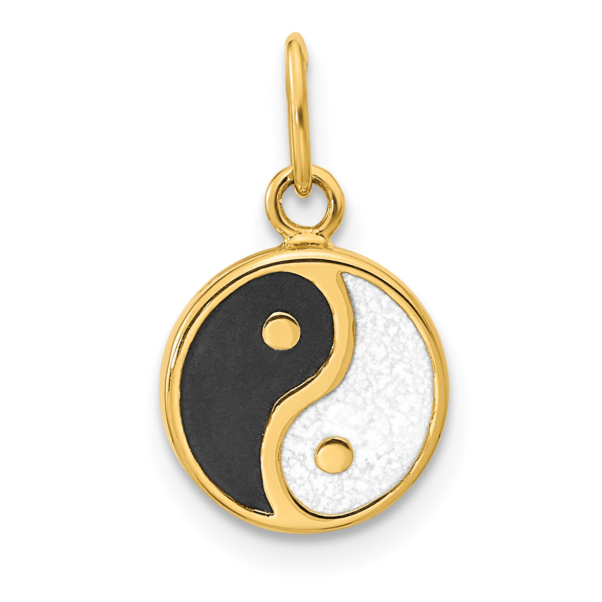 14K Polished Black/White Enamel Yin and Yang Pendant-YC1477