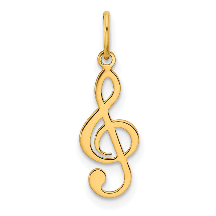 14K Polished Treble Clef Pendant-YC1479