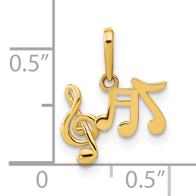14K Polished Music Notes Pendant-YC1480