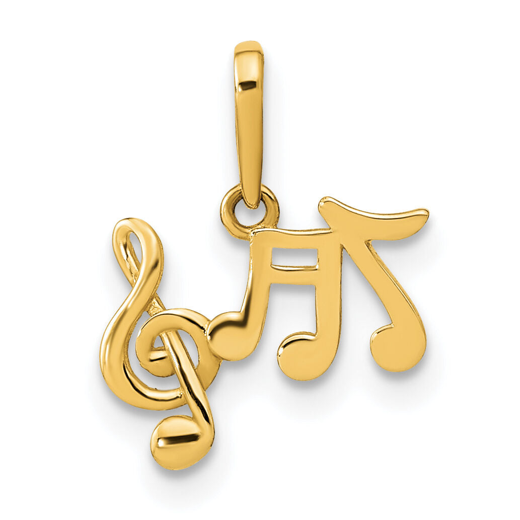 14K Polished Music Notes Pendant-YC1480