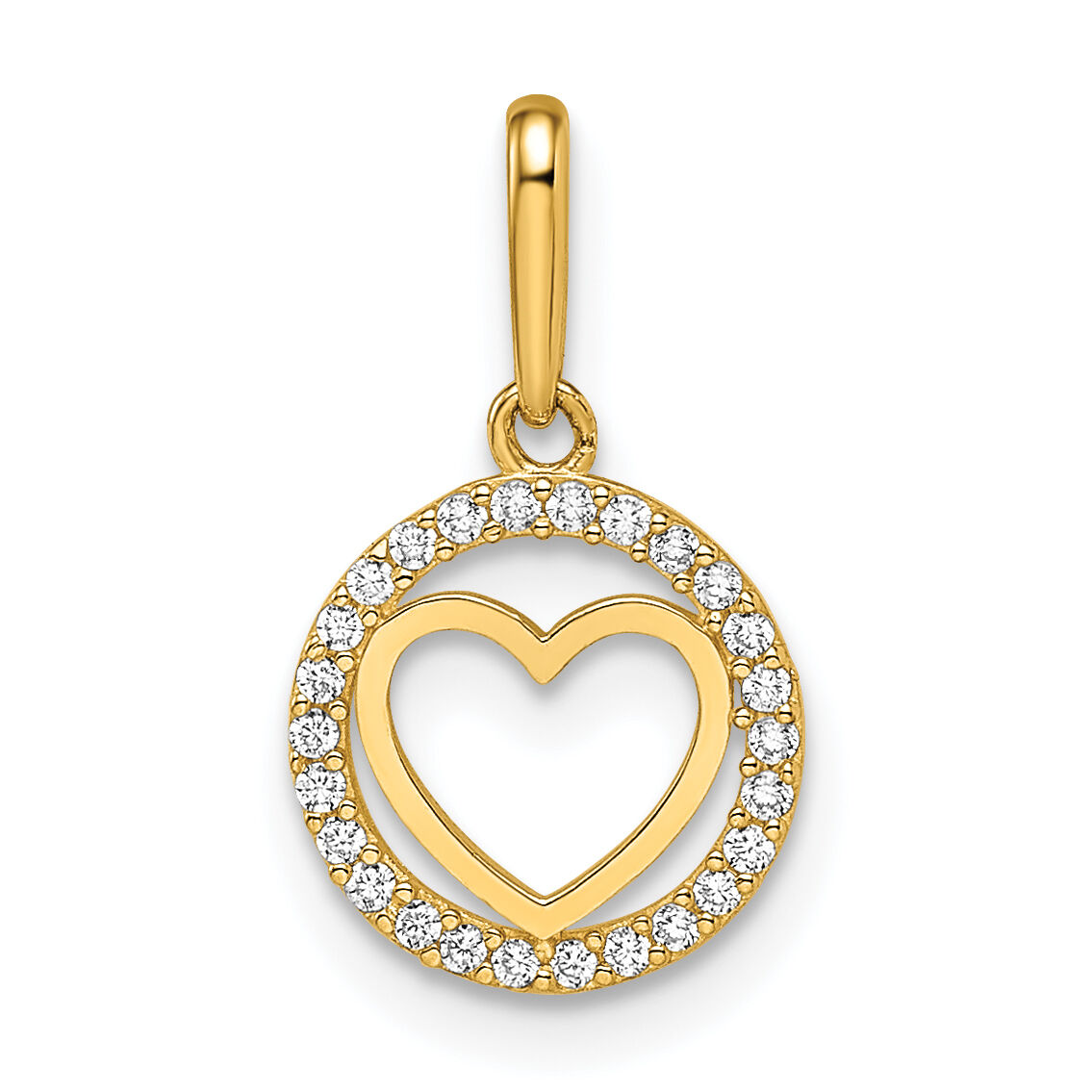 14k CZ Heart Pendant-YC1486