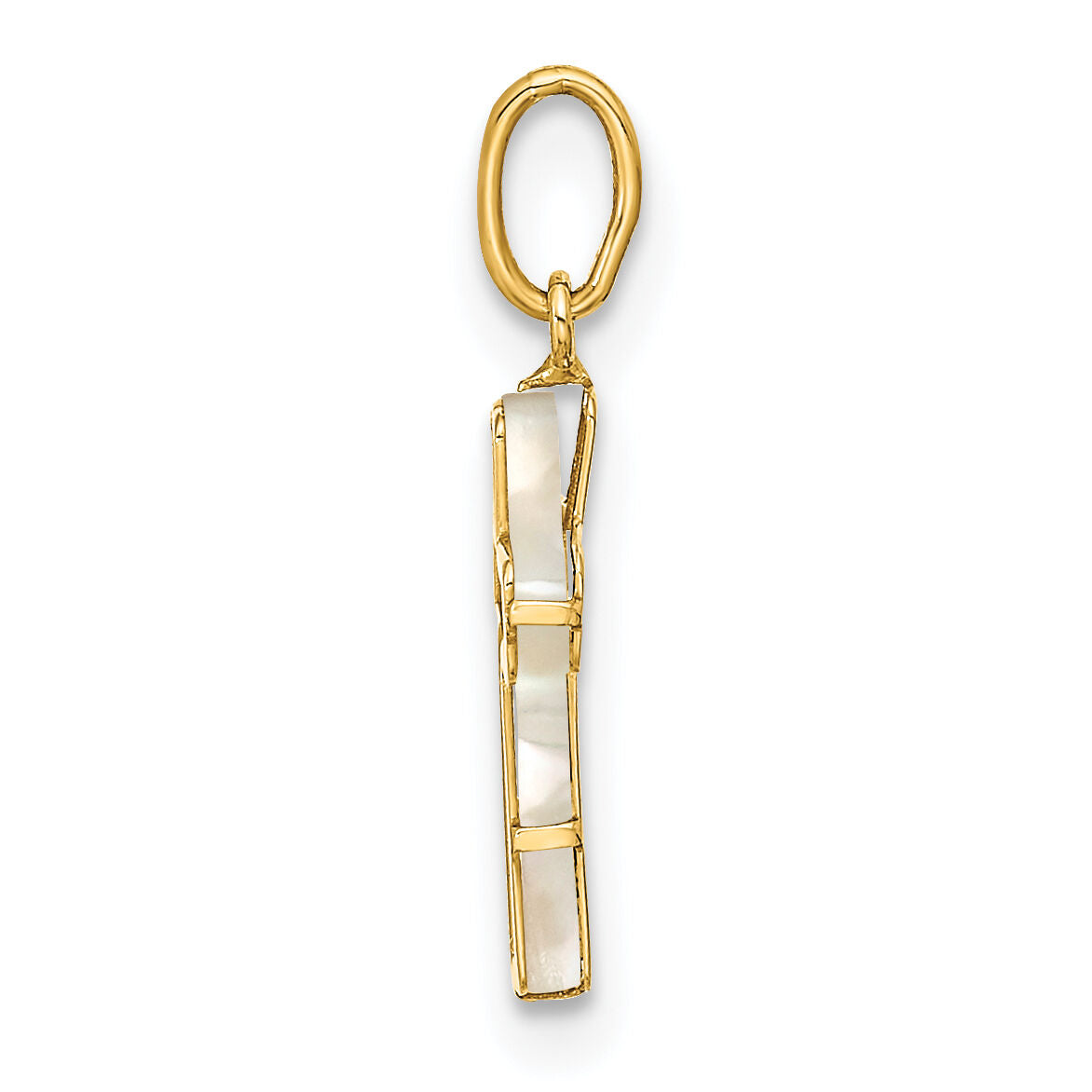 14K Polished Mother of Pearl Cross Pendant-YC1494